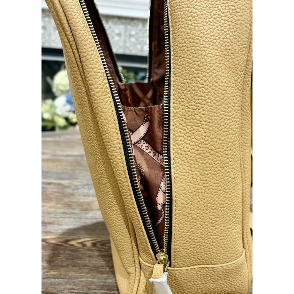 La Terre Golden Tan Vegan Leather Backpack Purse - NWT - Picture 5 of 15